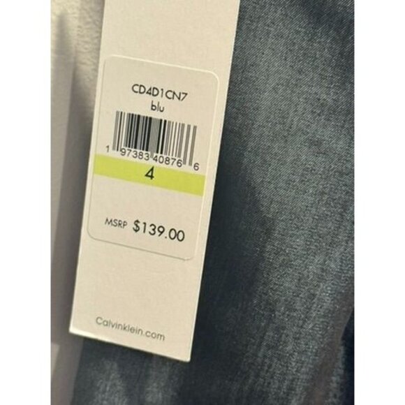 NWT Calvin Klein Wms Sleeveless Denim Jumpsuit Sz 4 V-Neck Back Zip $139 READ - Picture 6 of 7